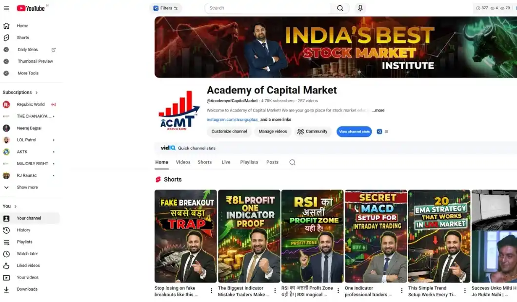 acmt youtube official presence for stock market