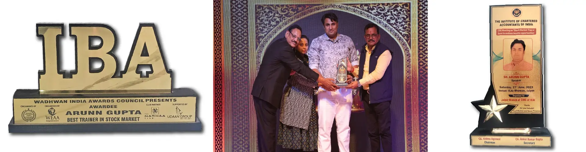Best Stock Market Trainer Award To Arun Gupta Sir
